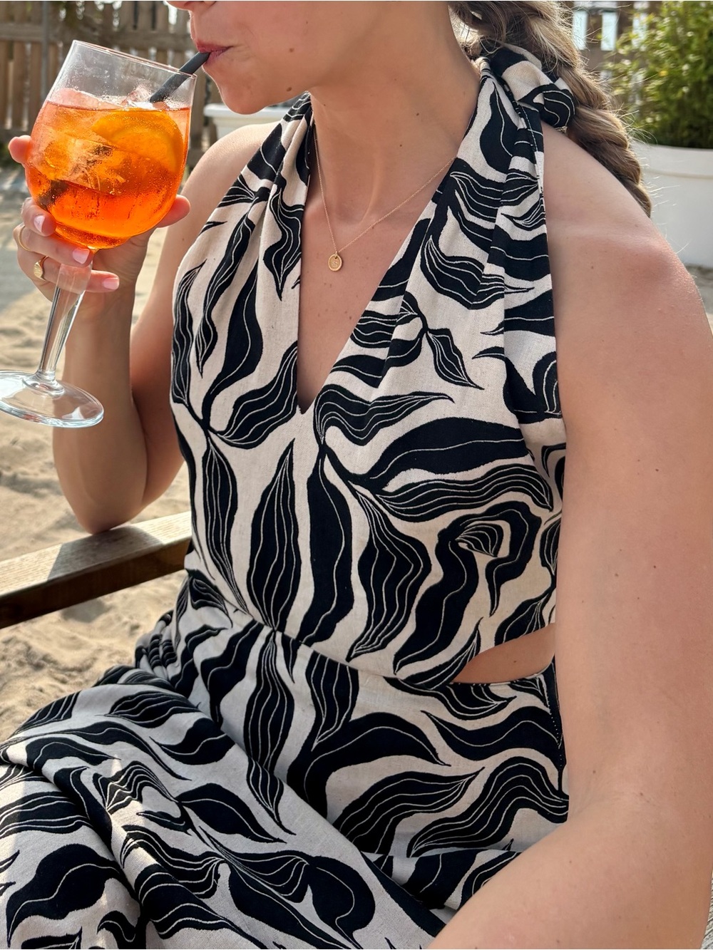Zara Black and White Midi Dress